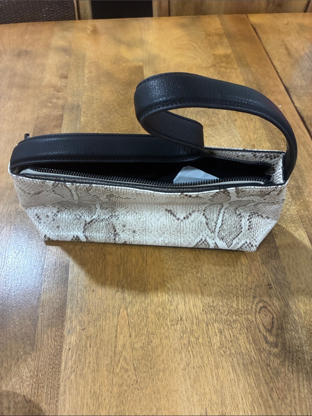 Snake Print Purse with Black Strap